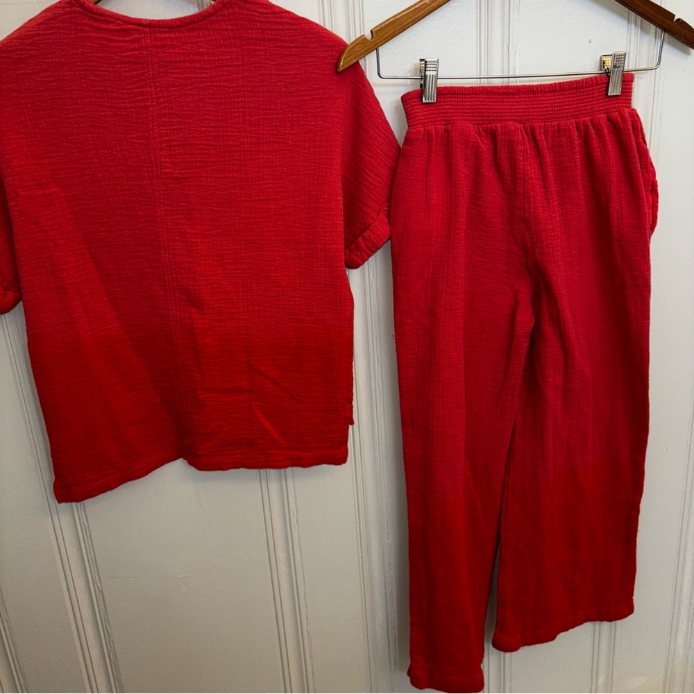 Dolan Anthropologie XS Muslin pants Set Ombré Sunwashed red-orange beach summer - Picture 4 of 13